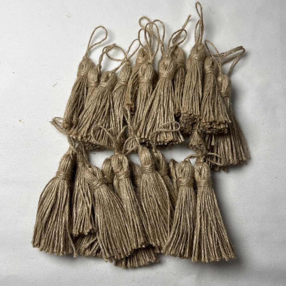 28 Pieces 4" Natural Jute Tassels for Crafts Small Tassels Bulk‎ 1418